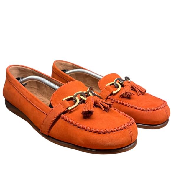 AEROSOLES Stitch'N Turn 11W Burnt Orange Suede Loafers Tassel Casual Comfort - Picture 7 of 12